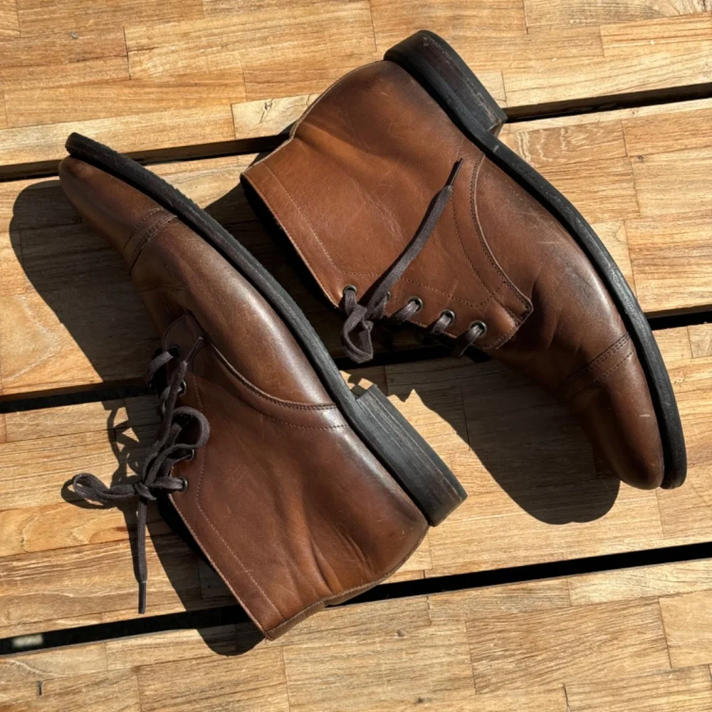 Thursday Boot Company Brown Leather Cap-Toe Lace-Up Boots